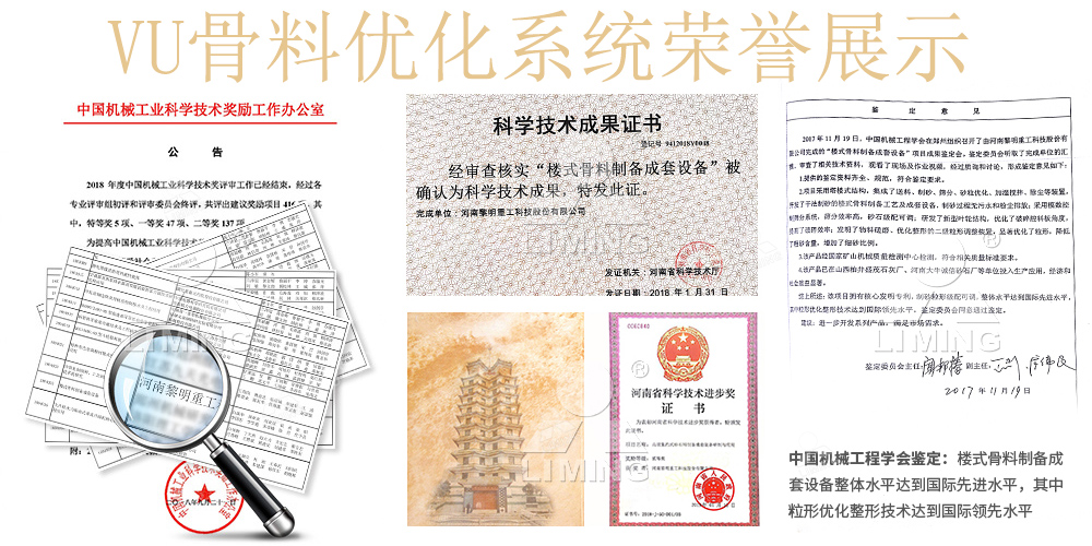 VU骨料優(you) 化係統榮譽展示