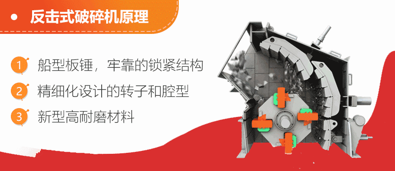 反擊式破碎機：進料粒度：0-700mm 生產(chan) 能力：70-400噸/時 進料口尺寸：730-2030mm